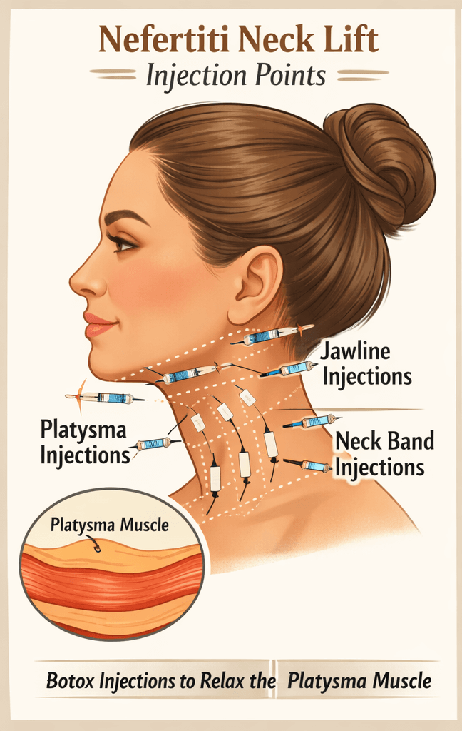 nefertiti neck lift injection points diagram