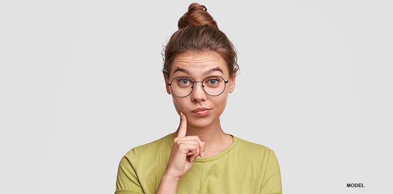 woman model confused over chronic skin inflammation