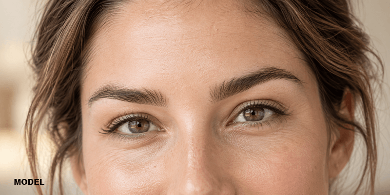 close up of full and well shaped eyebrows