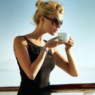 woman drinking coffee
