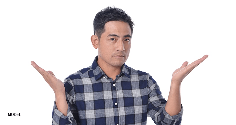 confused man after hair shedding